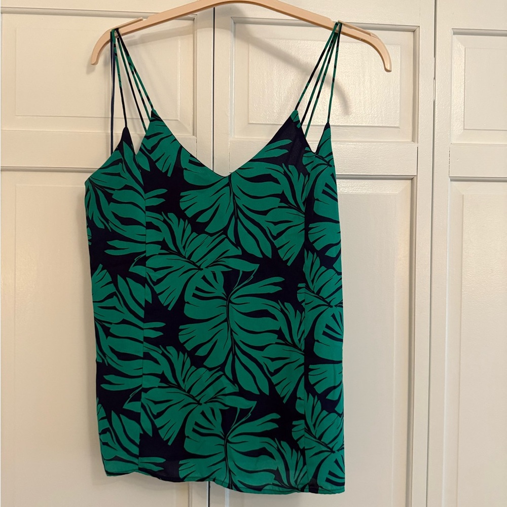 Skies Are Blue Green Leaf Print Camisole